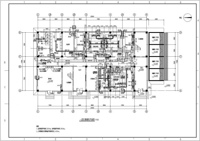 某项目分析化验楼暖通设计全套图cad。通风采用文丘里阀变风量通风。_图1