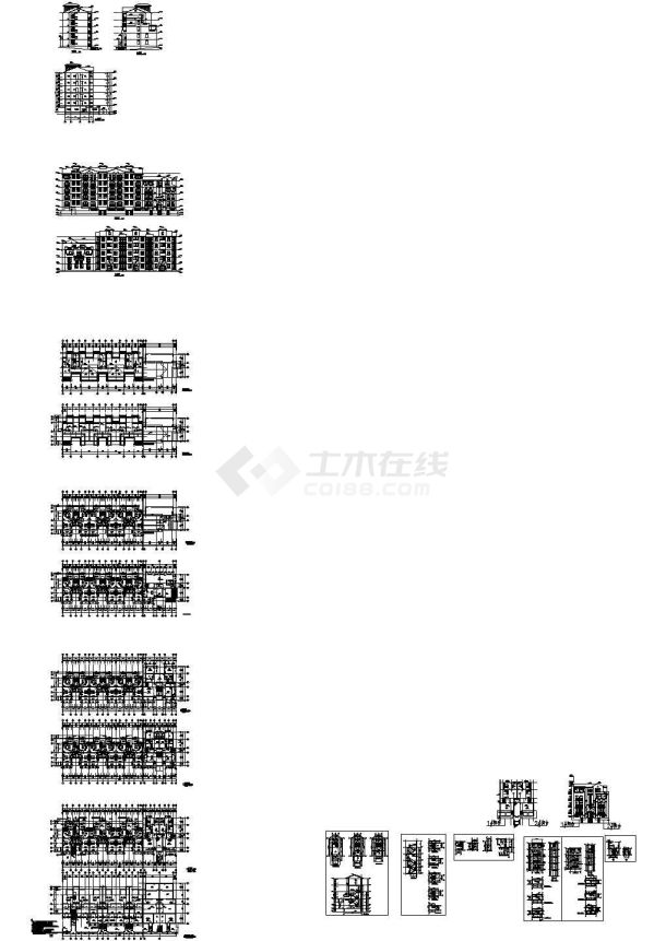 某一整套齐全的花园洋房住宅楼全套cad设计施工图-图一