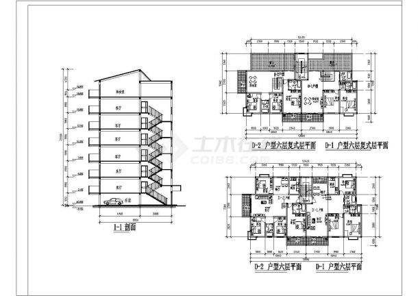 [方案]十三种板式住宅户型建筑设计cad方案-图二