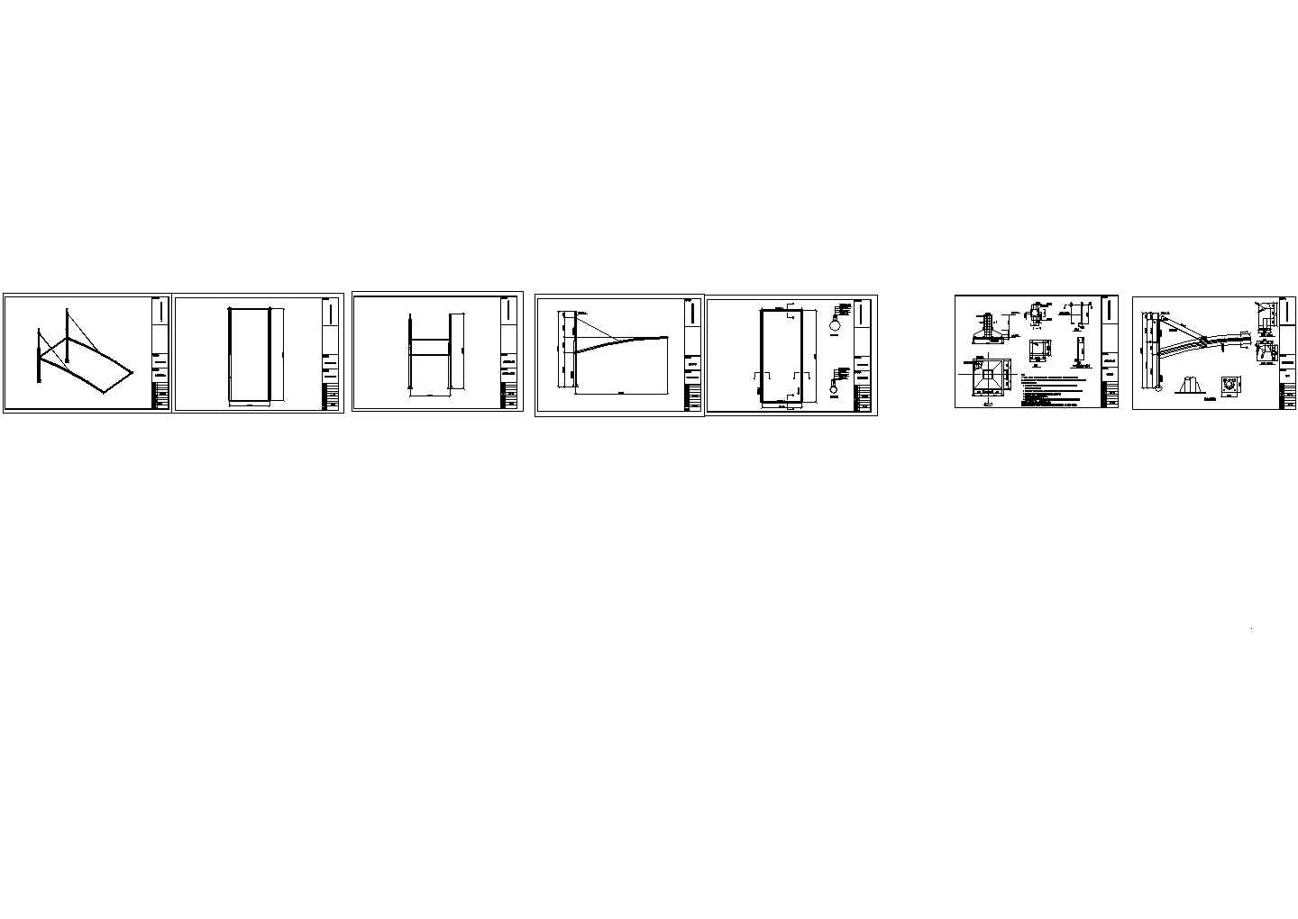 某地区钢膜结构车棚建筑设计施工图纸（6米宽，12米长，张拉膜结构施工）