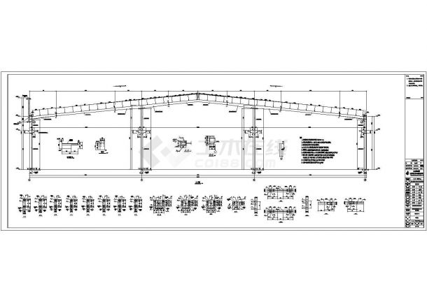 成都闽盛钢结构厂房设计cad全套结构施工图（含设计说明，含建筑设计，含水电设计）-图二