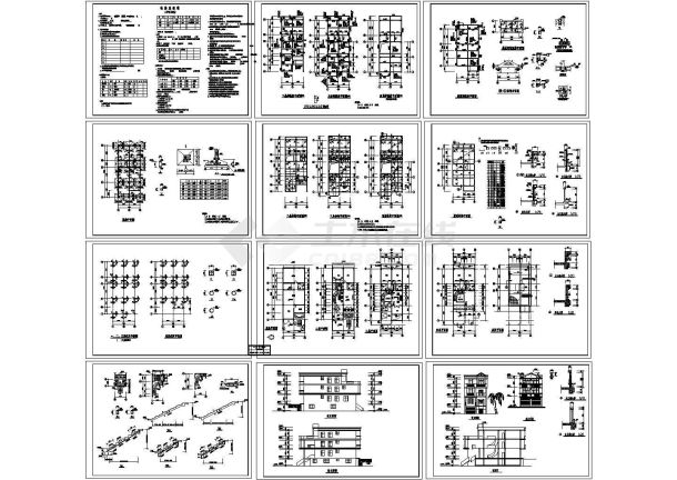 四层框架别墅结构cad施工图纸-图二