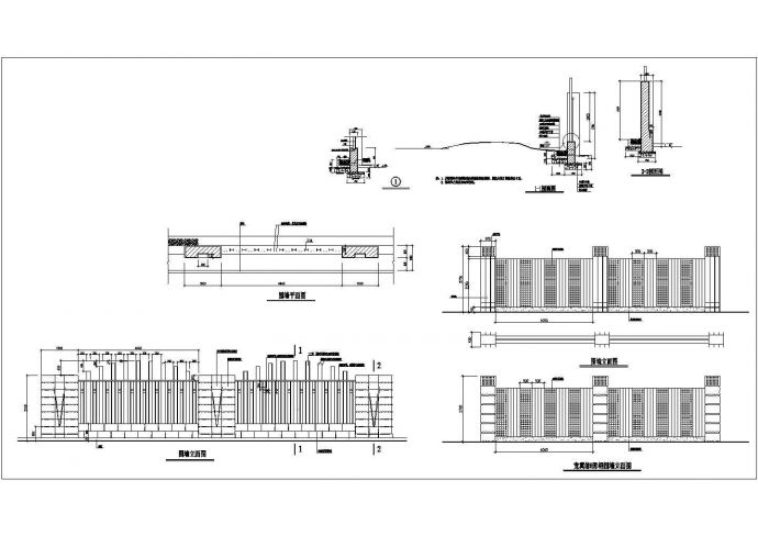 某建筑工程围墙装修设计CAD全套图纸_图1
