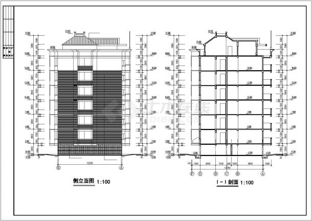 某地大型多层公寓建筑设计cad图纸-图一