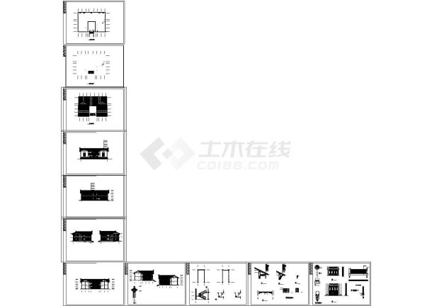 某宋代风格的古代家族祠堂全套图（木结构）-图一