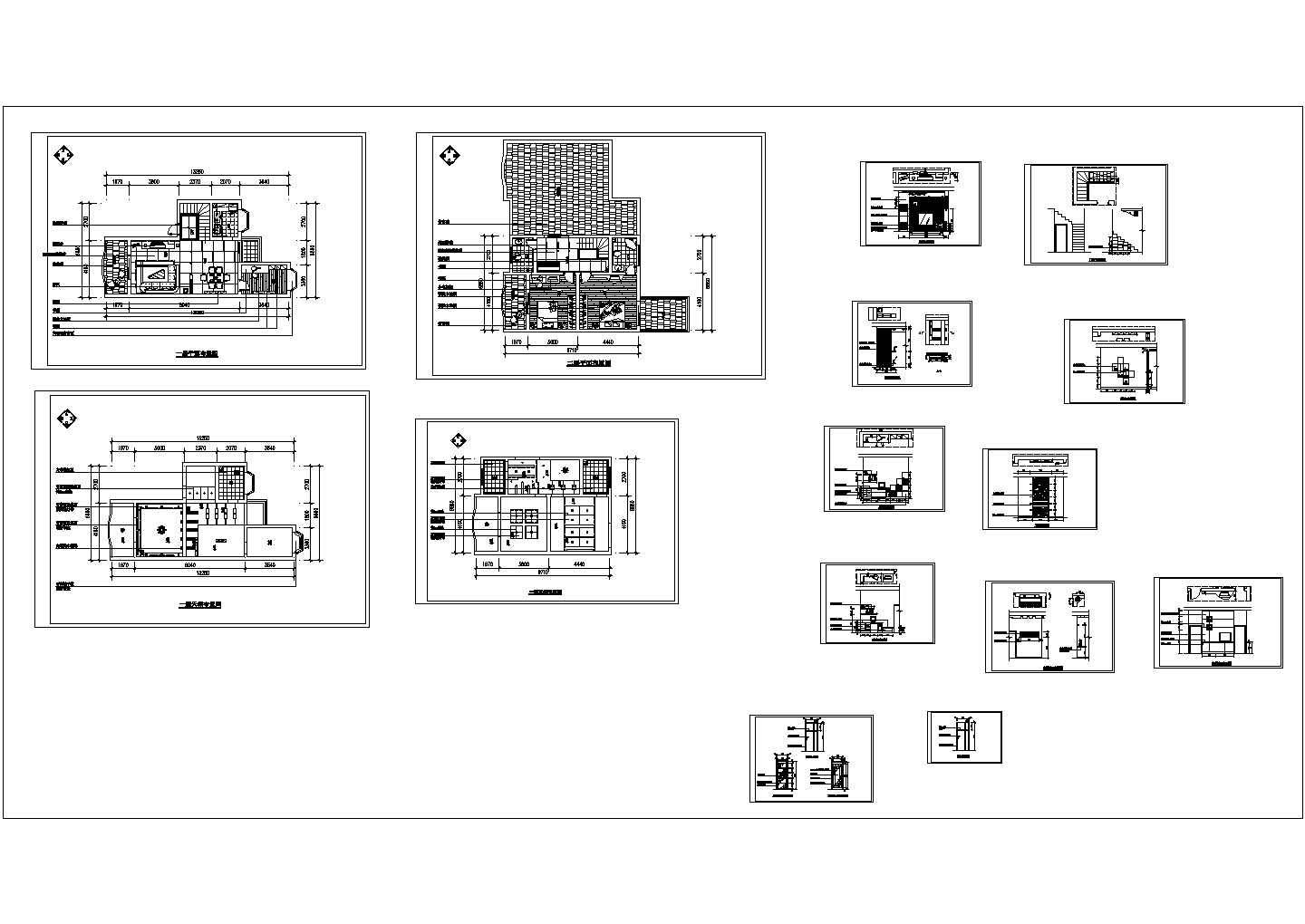 某50平米跃层户型室内家庭设计装修cad全套施工图（甲级院设计）