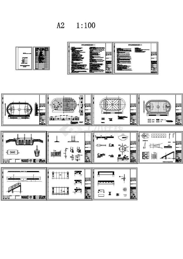 某学校300米运动场建筑设计施工图纸-图一