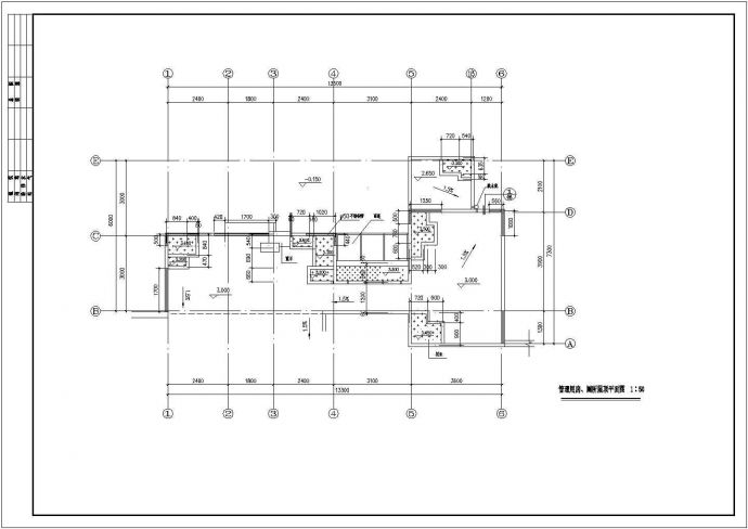 某长13.3米 宽7.3米 1层绿地管理用房及公厕设计cad全套建筑施工图【含观景亭设计】_图1
