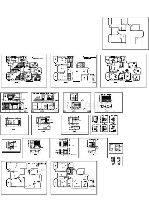 浙江某地高端小区家居住宅装修设计CAD全套图纸-图一
