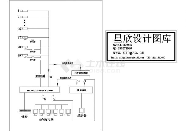 某标准型号监控系统电气控制原理设计CAD图纸-图一