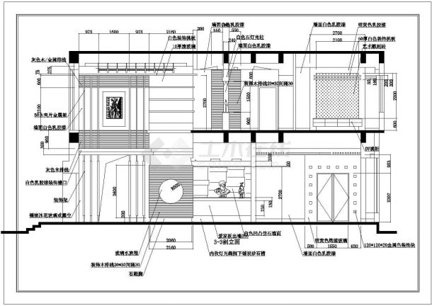 无锡某现代风格私人别墅室内装修设计cad全套施工图（标注详细）-图二