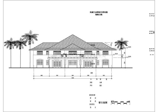 某二层框架结构夏威夷风情别墅设计cad建筑方案图（标注详细）-图一