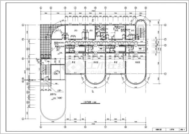 【3层】2252.5平米三层框混幼儿园工程量计算（含建筑、结构图）-图一