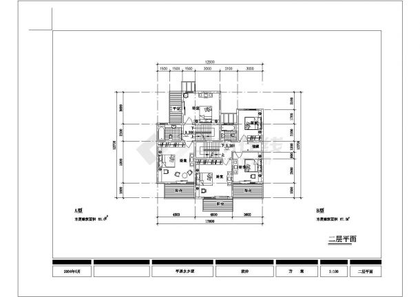 某三层框架结构现代风格农宅设计cad建筑方案图（甲级院设计）-图二