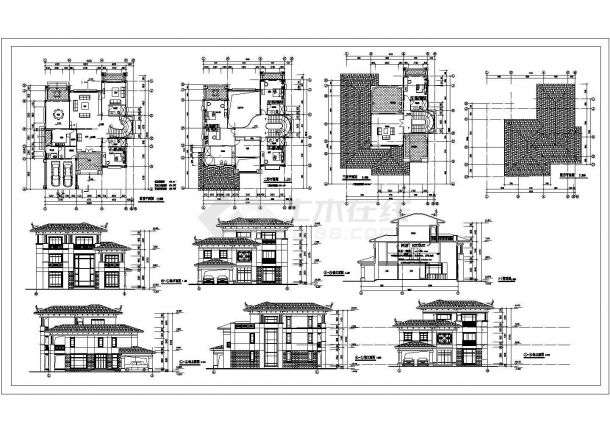 某现代风格别墅建筑CAD施工设计图纸-图一