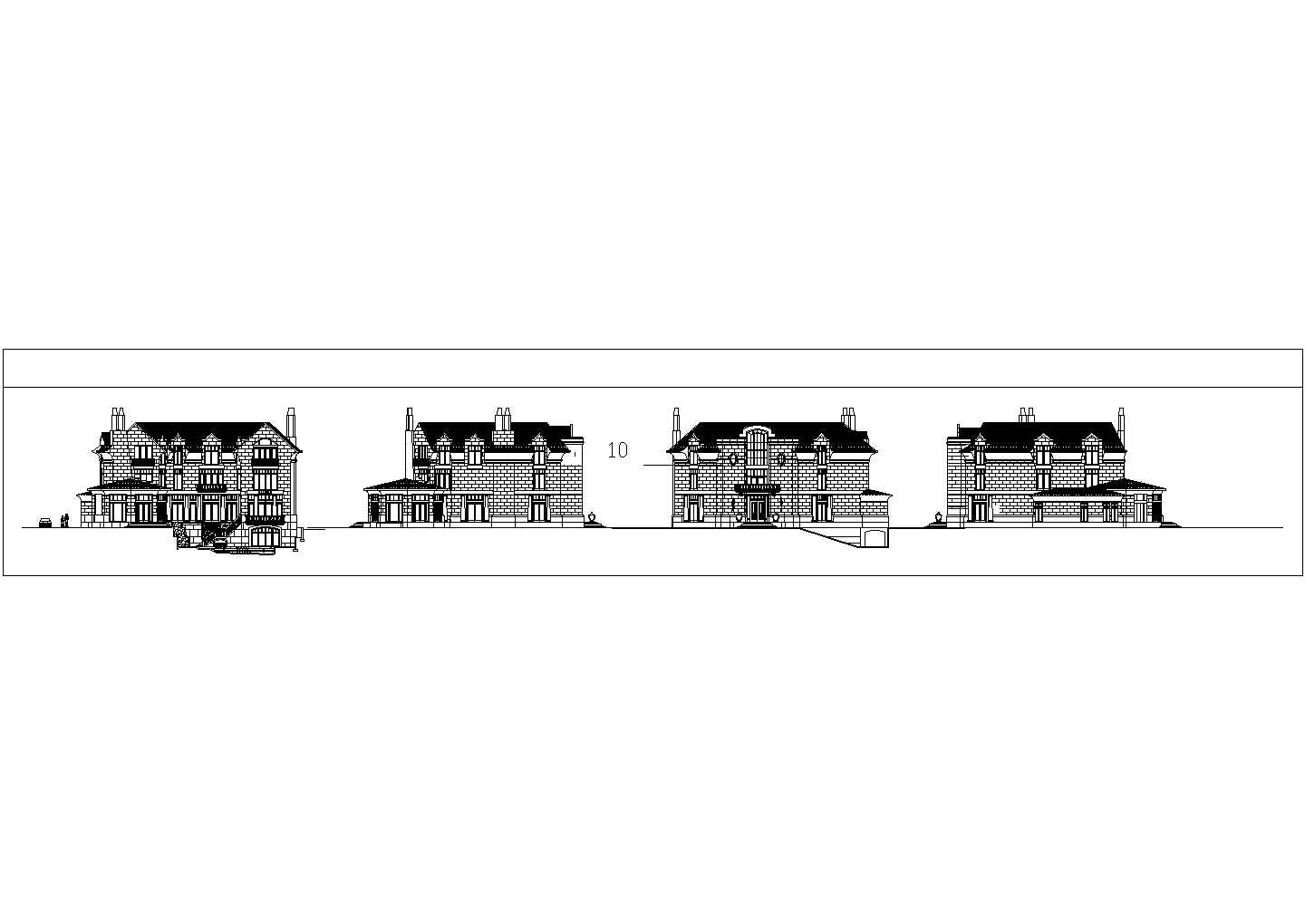 某市高档别墅建筑CAD设计立面图集