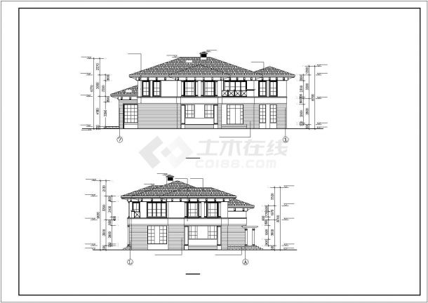 某三层独立别墅建筑CAD方案设计图纸-图二