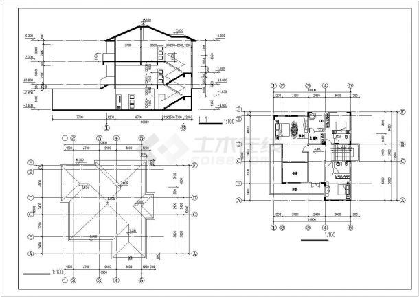 深圳经典独立别墅施工CAD设计图纸-图一