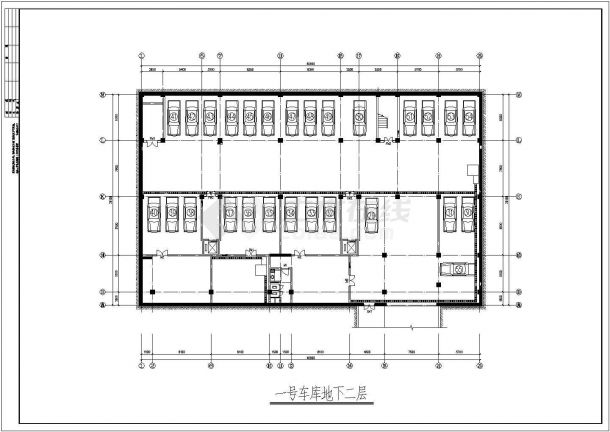 某小区二层地下车库设计cad建筑平面方案图（含2套设计）-图一