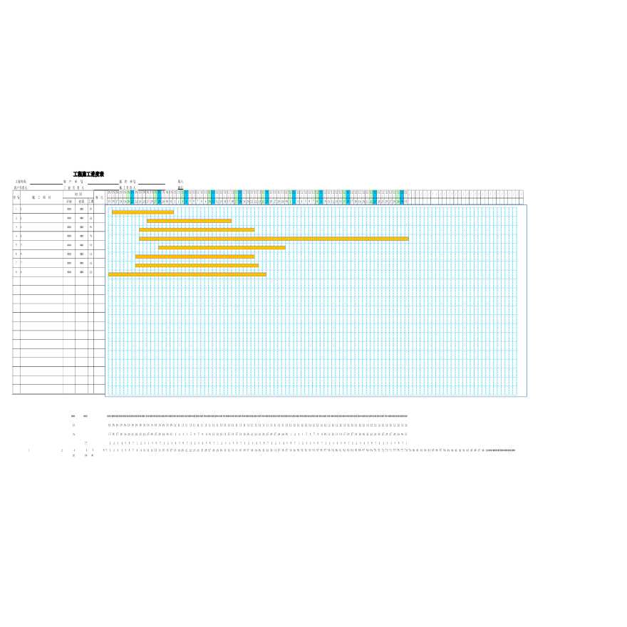 工程施工时间进度表甘特图 Excel模板