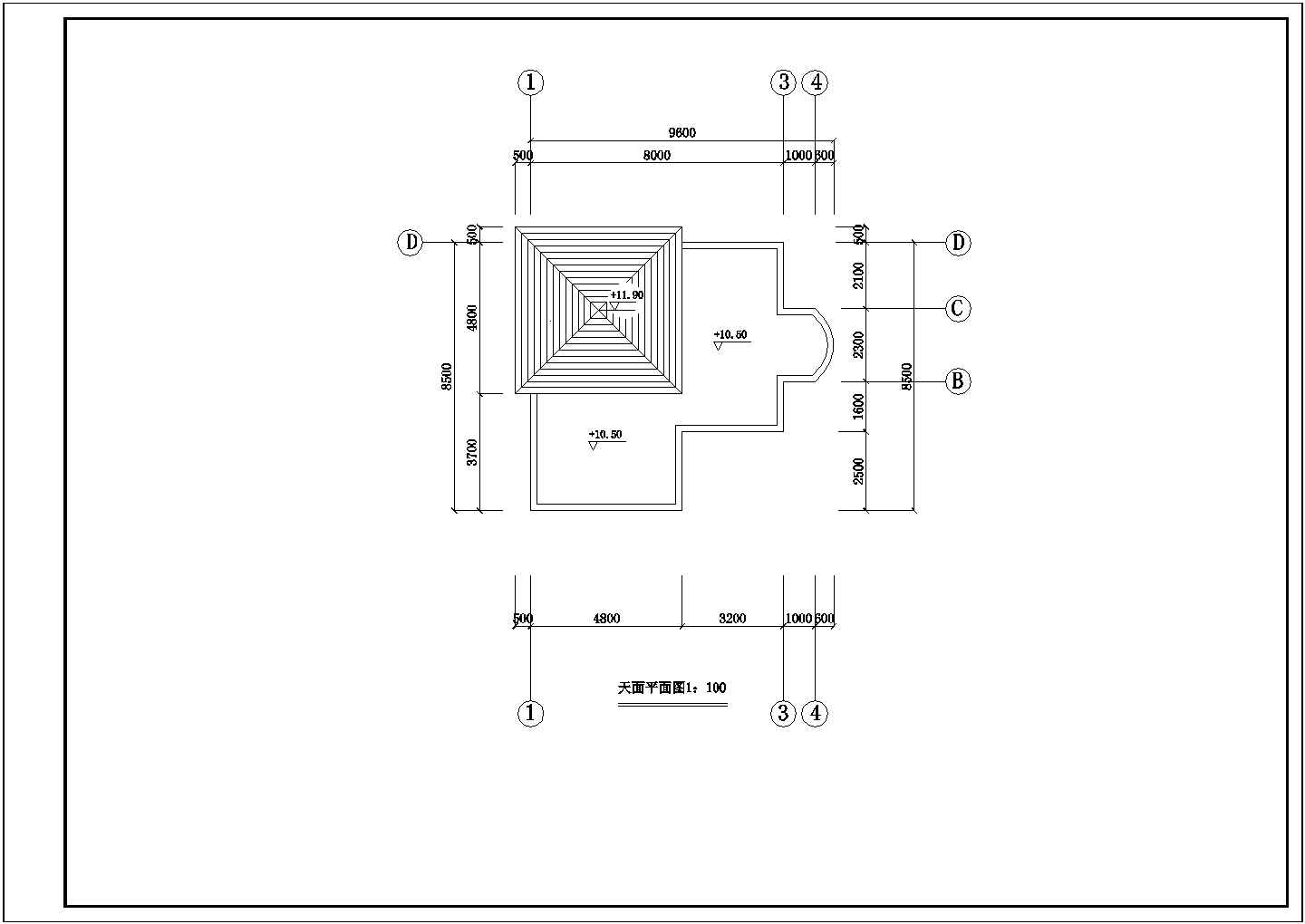 某三层带夹层框架结构实用新型别墅设计cad建筑方案图（标注详细）
