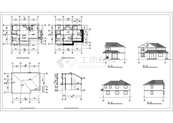 乡村别墅建筑方案CAD设计图及效果图-图一