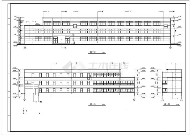 郑州某职业学院1800平米3层框架弧形结构教学楼建筑设计CAD图纸-图一