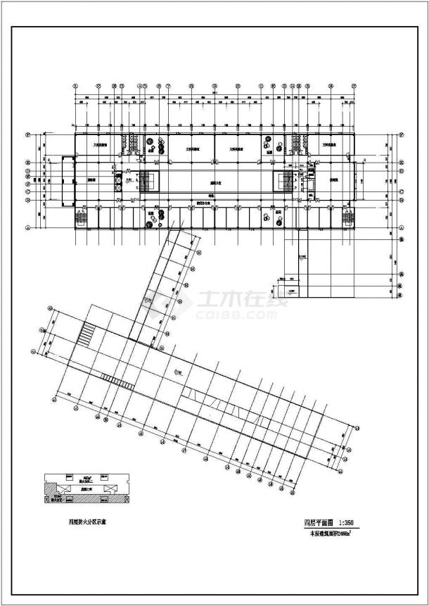 哈尔滨某大学2万平米6层框架结构教学实验楼建筑设计CAD图纸-图二