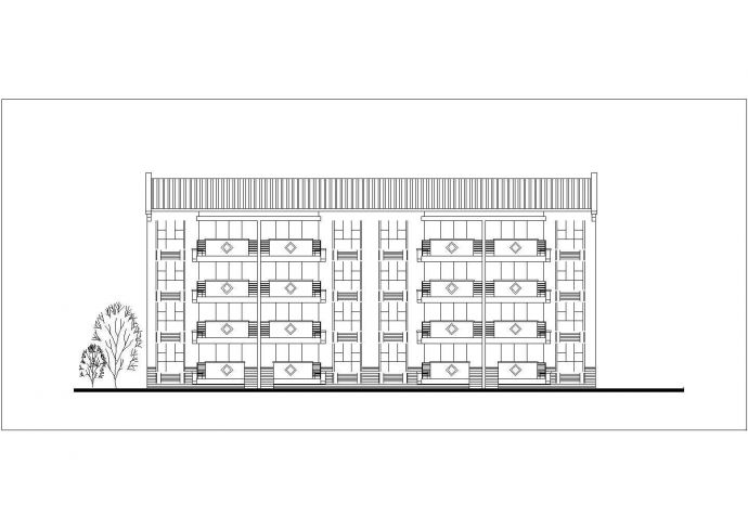 1500平米4层砖混结构民居住宅楼建筑设计CAD图纸（1层4户）_图1