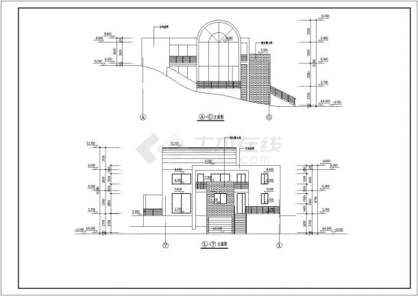 某三层砖混结构室内带游泳池的别墅设计cad建筑方案图（甲级院设计）-图二