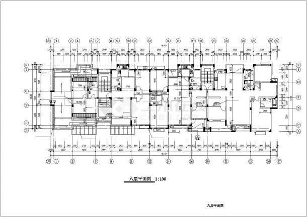 4400平米6层砖混结构住宅楼砌体建筑设计CAD图纸（含架空层和阁楼）-图二