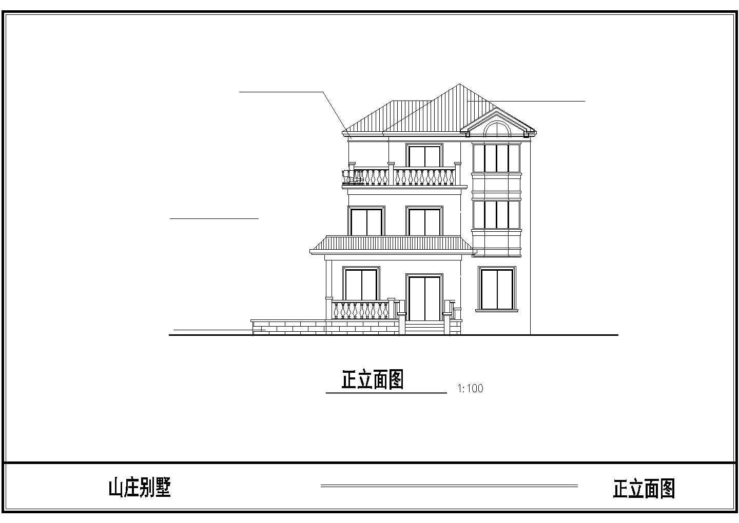 某二层带跃层框架结构山庄别墅设计cad建筑方案图（含2栋设计）