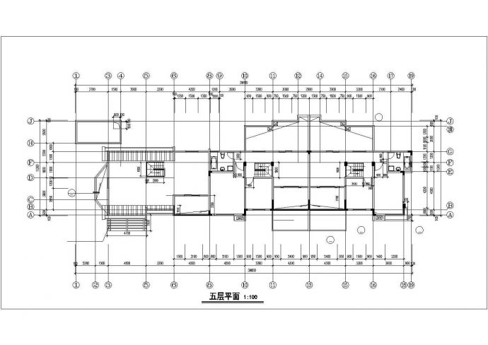 宜春市某小区1900平米5层框混结构住宅楼平立面设计CAD图纸_图1