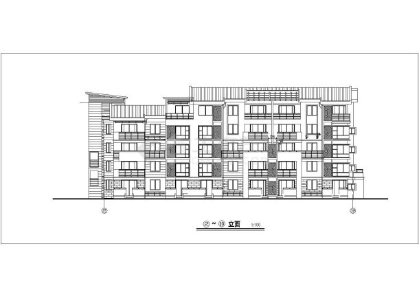 宜春市某小区1900平米5层框混结构住宅楼平立面设计CAD图纸-图二