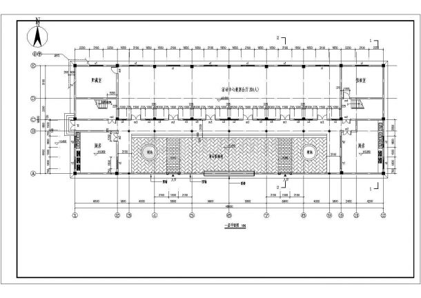 昆明市某养老院2层活动中心建筑设计CAD图纸-图一