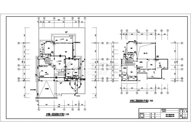 四川某小区独栋别墅给排水图纸 cad-图二