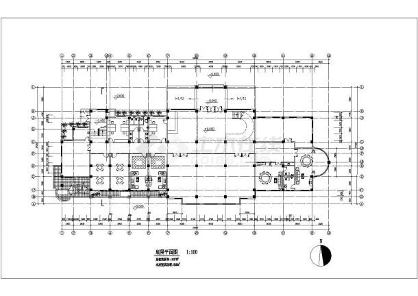 常州市某社区1600平米2+1层混合结构休闲会所平立剖面设计CAD图纸-图一