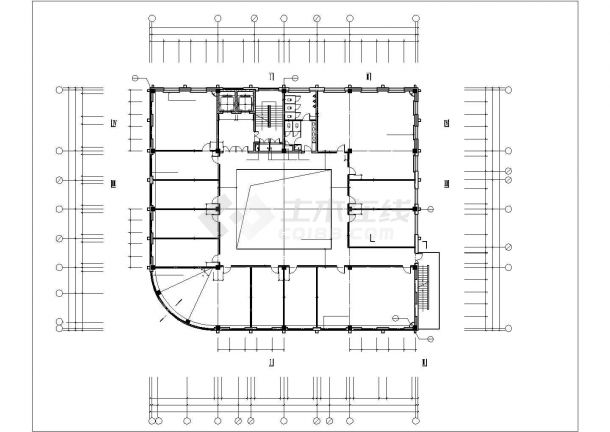 西安某科技园1900平米4层框架办公楼平面设计CAD图纸-图二