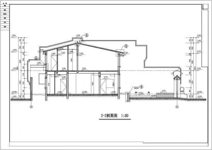 1600平米2层框混结构高档民宿酒店全套建筑设计CAD图纸_图1