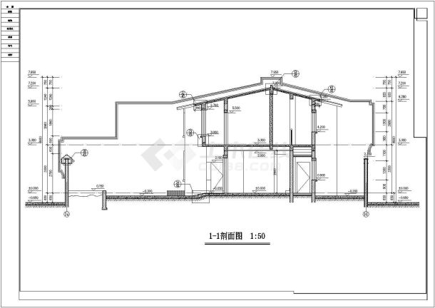 1600平米2层框混结构高档民宿酒店全套建筑设计CAD图纸-图二