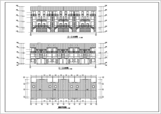 扬州某小区1600平米3层砖混住宅楼平立剖面设计CAD图纸（1层4户）-图一