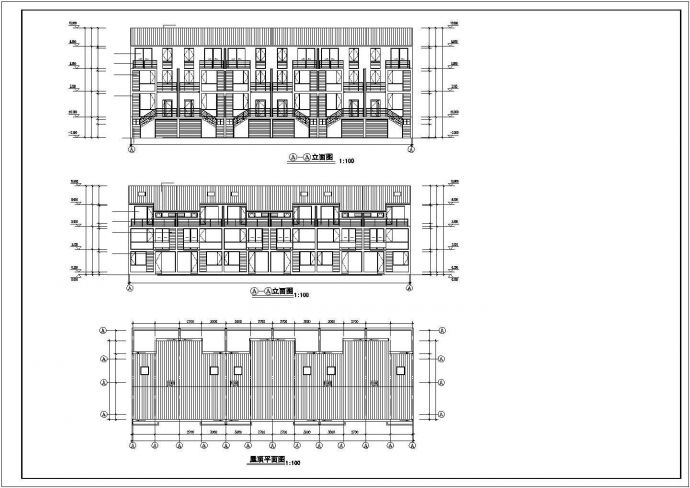 扬州某小区1600平米3层砖混住宅楼平立剖面设计CAD图纸（1层4户）_图1