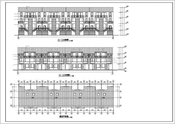 西安市某工厂家属院1800平米三层框混结构住宅建筑设计CAD图纸-图一