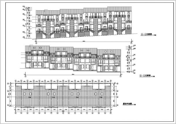 湘潭市鑫福家园小区2000平米三3+1层框混住宅楼建筑设计CAD图纸-图一