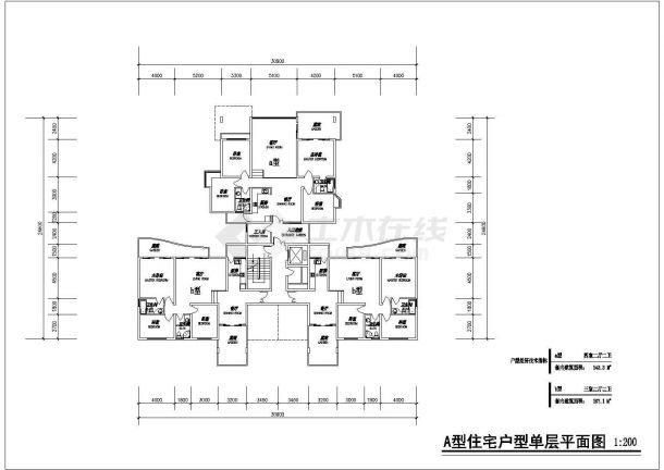 宜兴市某新建小区100-140平米左右热门户型设计CAD图纸（8张）-图二