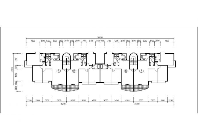 济南市某小区2900平米6层框混住宅楼平立剖面设计CAD图纸_图1