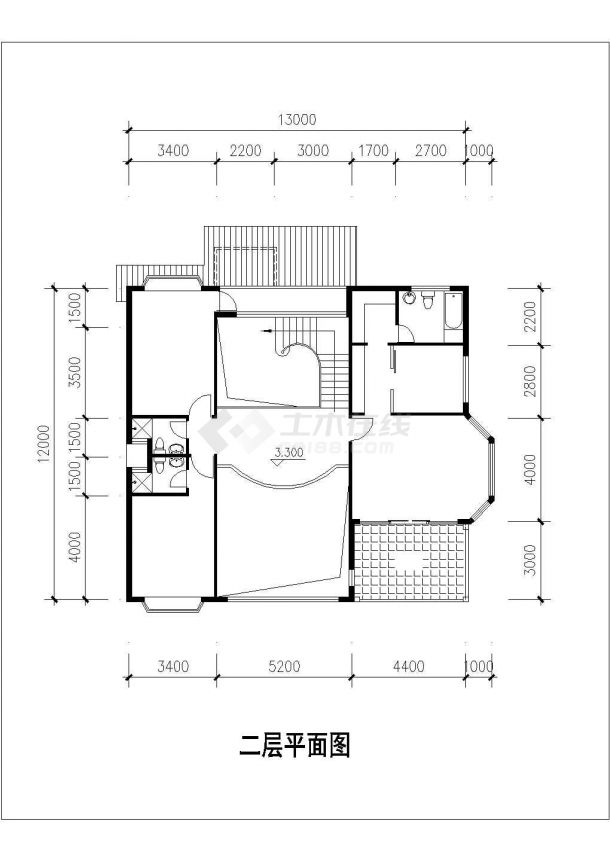 290平米2层高档单体别墅平面布局设计CAD图纸-图一