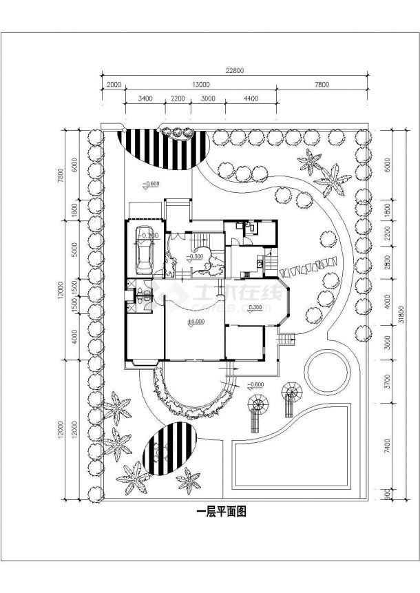 290平米2层高档单体别墅平面布局设计CAD图纸-图二
