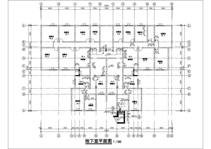 1600平米6层砖混结构住宅楼平面设计CAD图纸（1层2户/含地下室）_图1