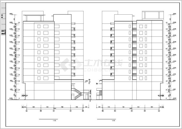 1万平米左右11层框架结构商住楼全套建筑设计CAD图纸-图一